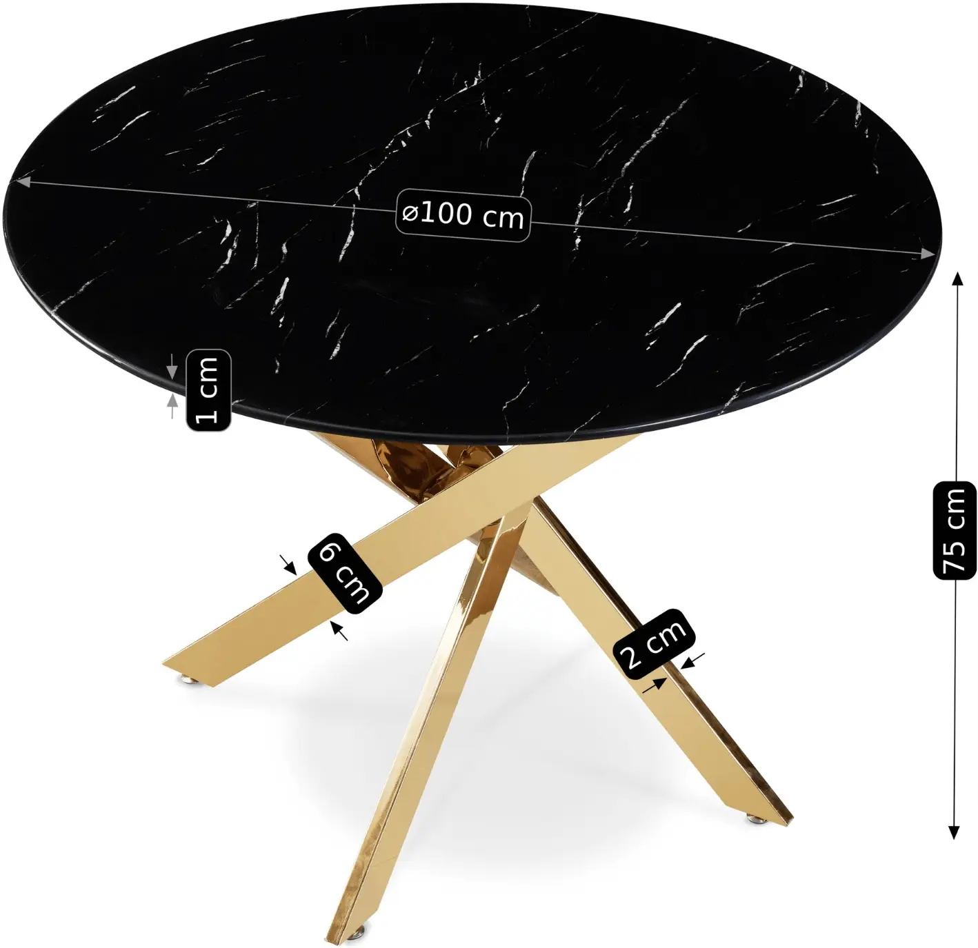 Стол Mebel Elite Bali 100 (Black Marble/Gold) - 7