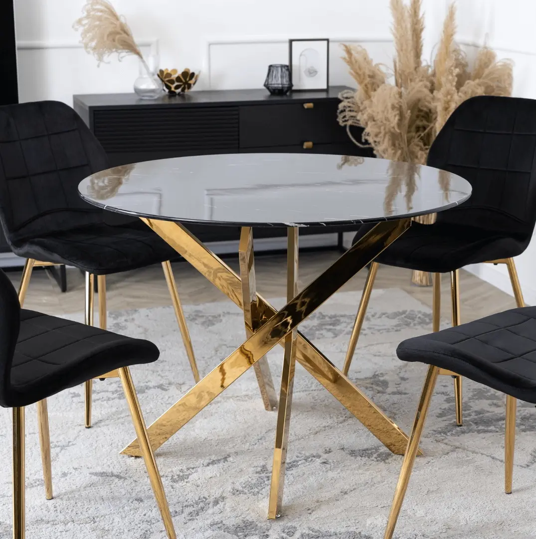 Стол Mebel Elite Bali 100 (Black Marble/Gold)