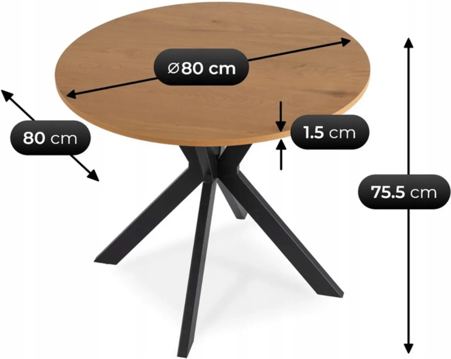 Стол Mebel Elite Lauren 80 (Golden Oak/Black) - 5
