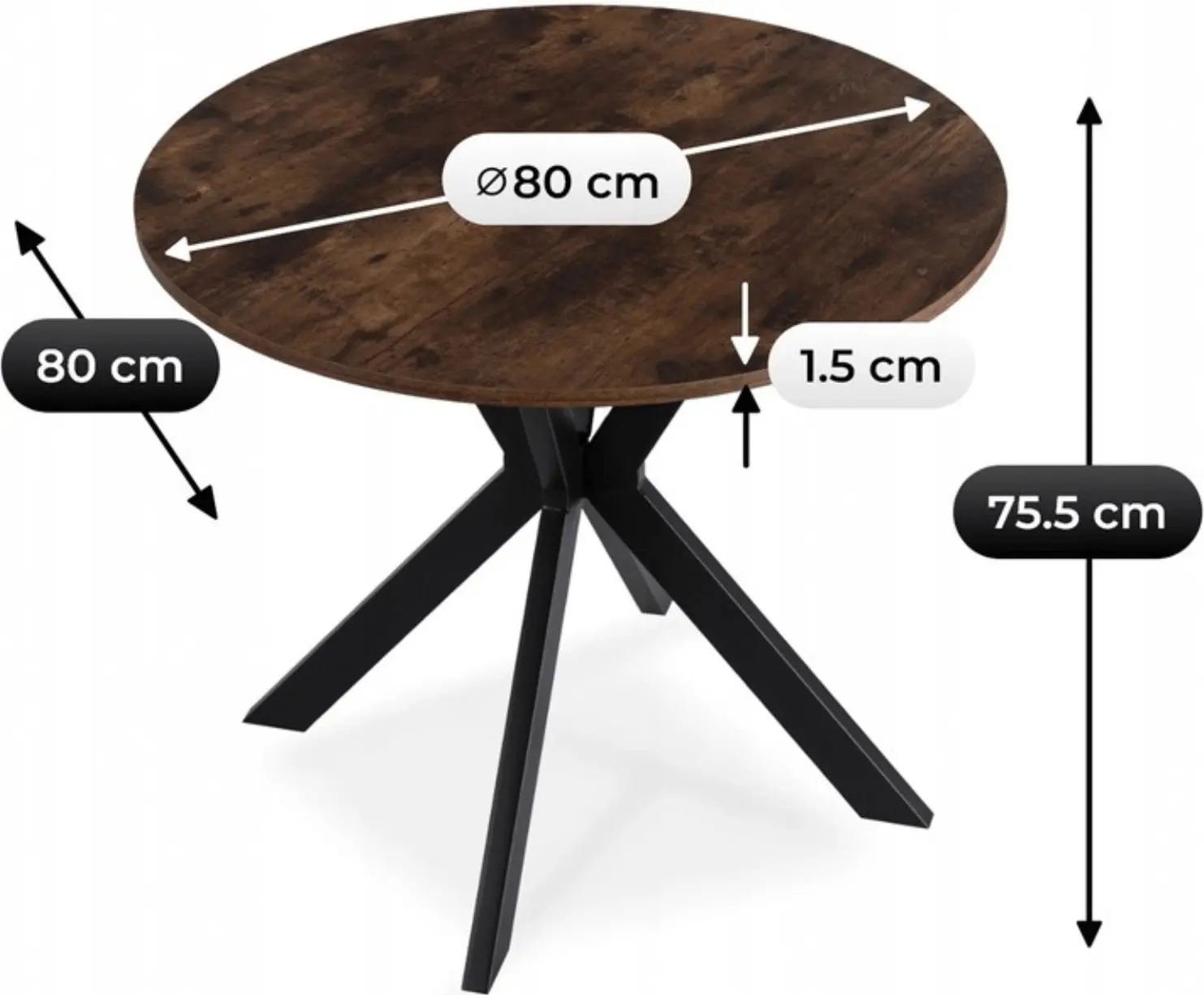 Стол Mebel Elite Lauren 80 (Rustic Oak/Black) - 5