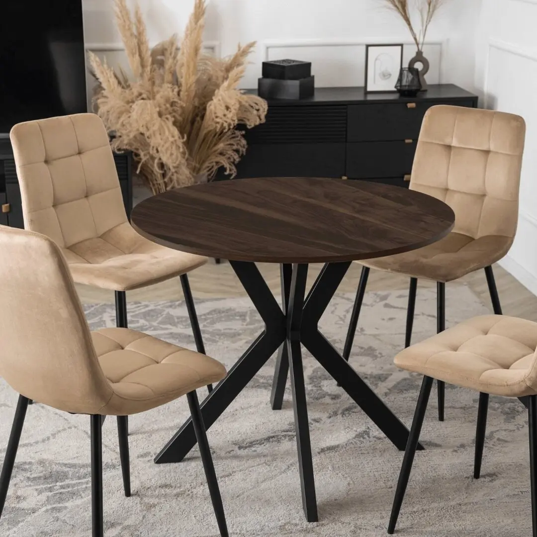 Masa Mebel Elite Lauren 80 (Walnut/Black)