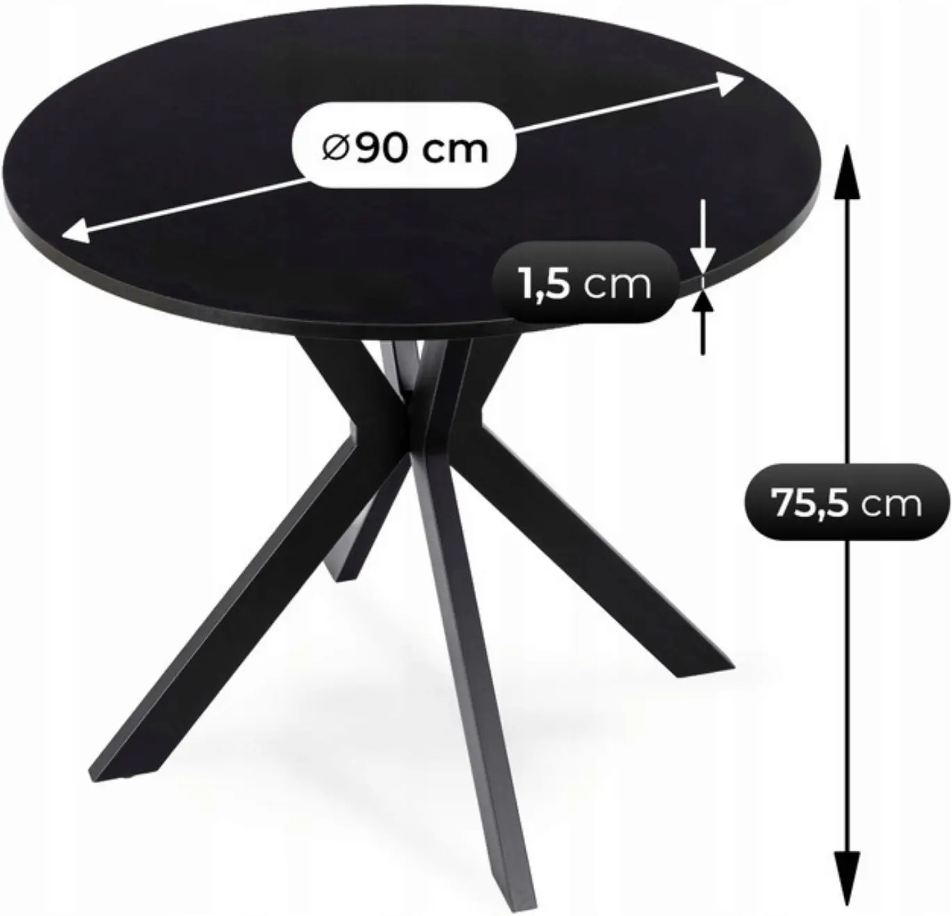 Стол Mebel Elite Lauren 90 (Black) - 6