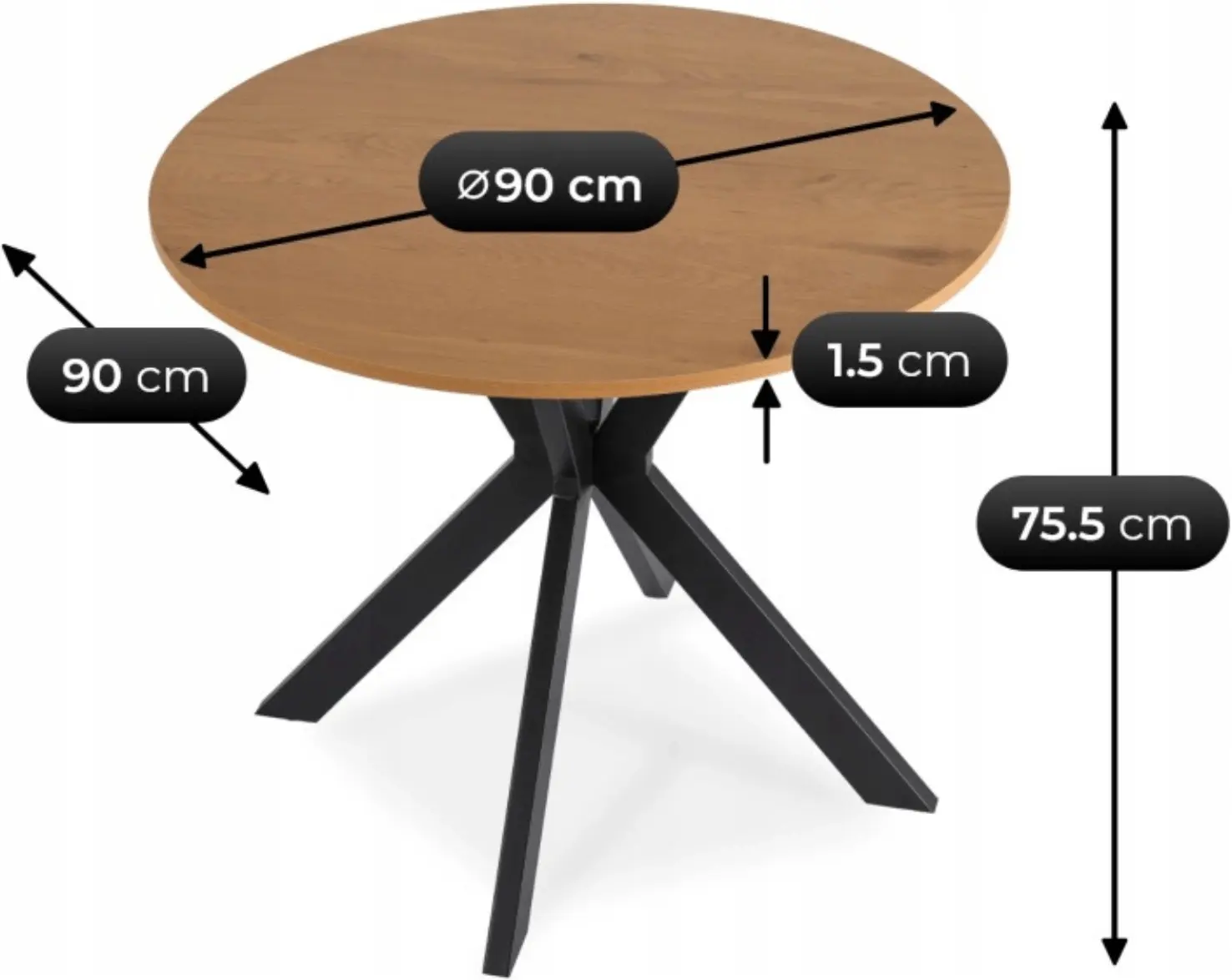 Стол Mebel Elite Lauren 90 (Golden Oak/Black) - 4