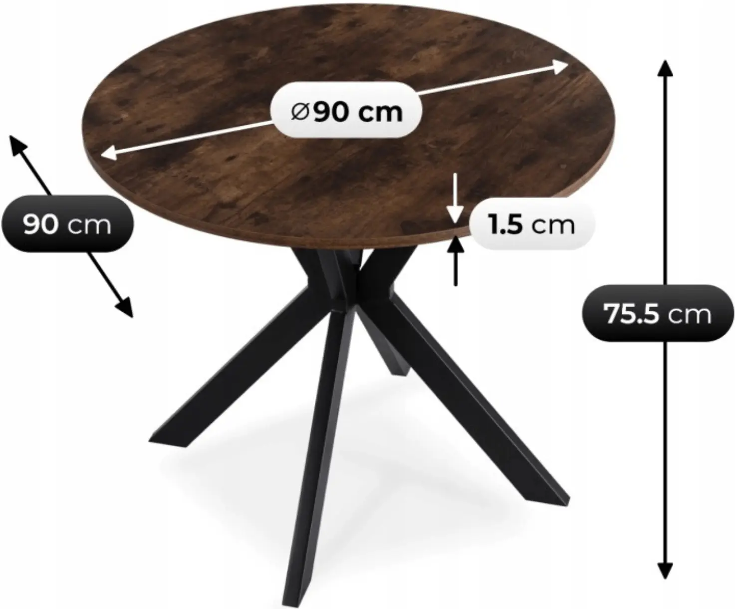 Стол Mebel Elite Lauren 90 (Rustic Oak/Black) - 4