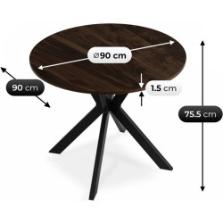 Стол Mebel Elite Lauren 90 (Walnut/Black) Thumb