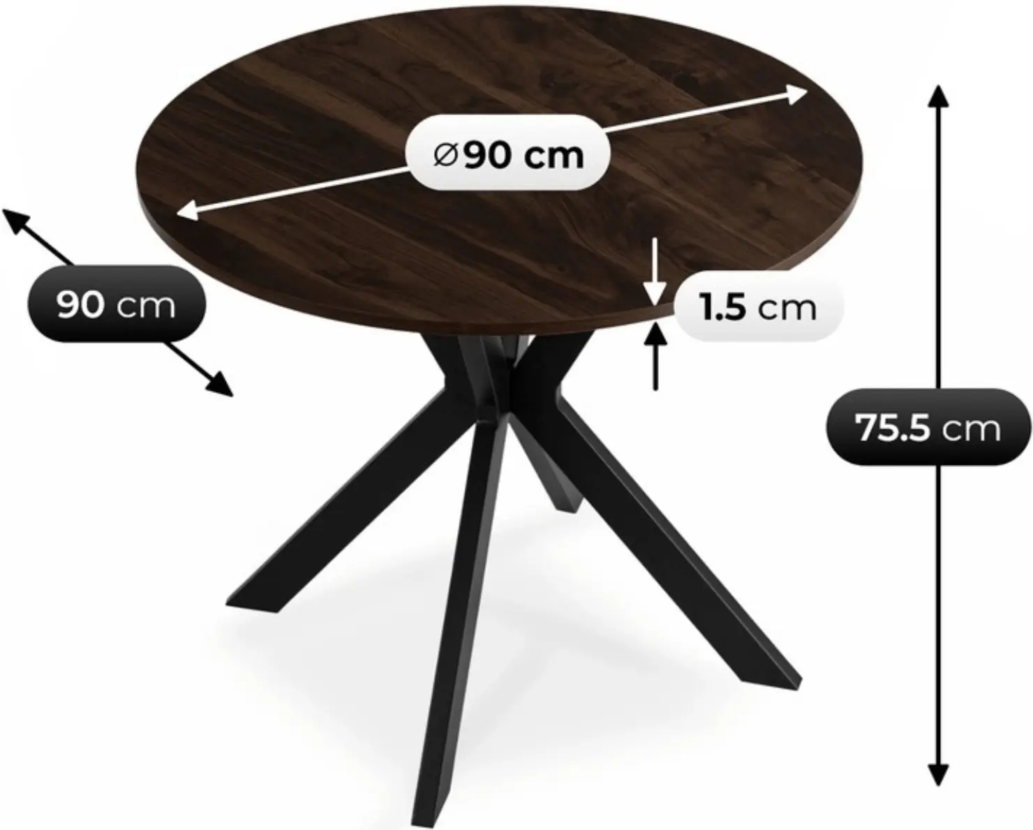 Стол Mebel Elite Lauren 90 (Walnut/Black) - 5