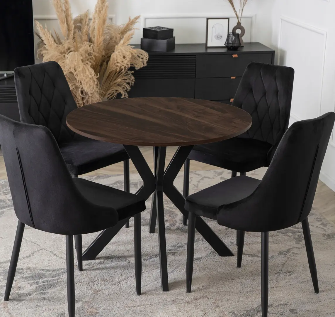 Стол Mebel Elite Lauren 90 (Walnut/Black)