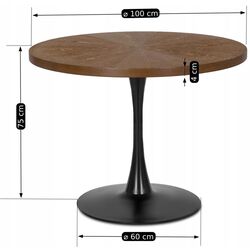 Masa Mebel Elite Lino 100 (Walnut/Black) Thumb