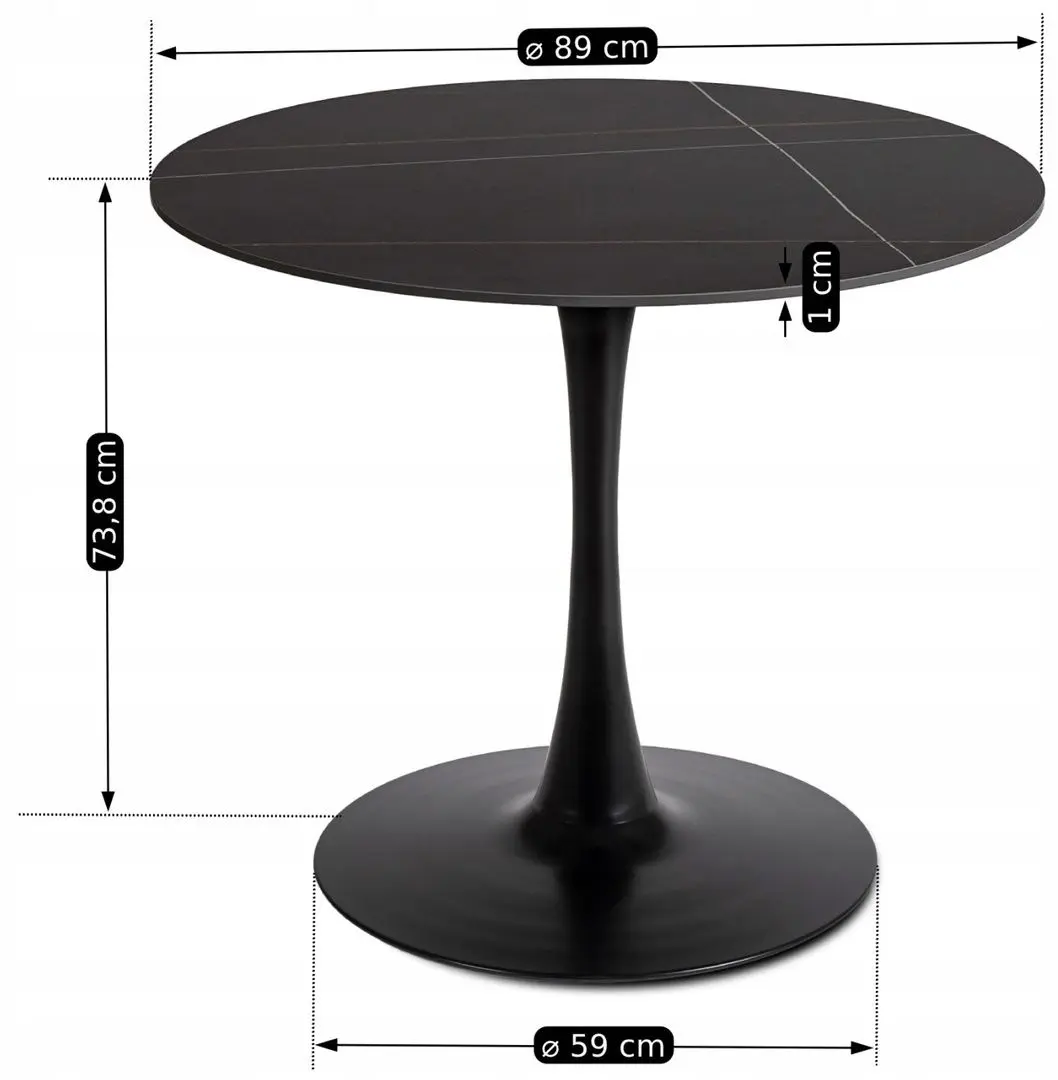 Masa Mebel Elite Sander 73x90 (Black Marble)