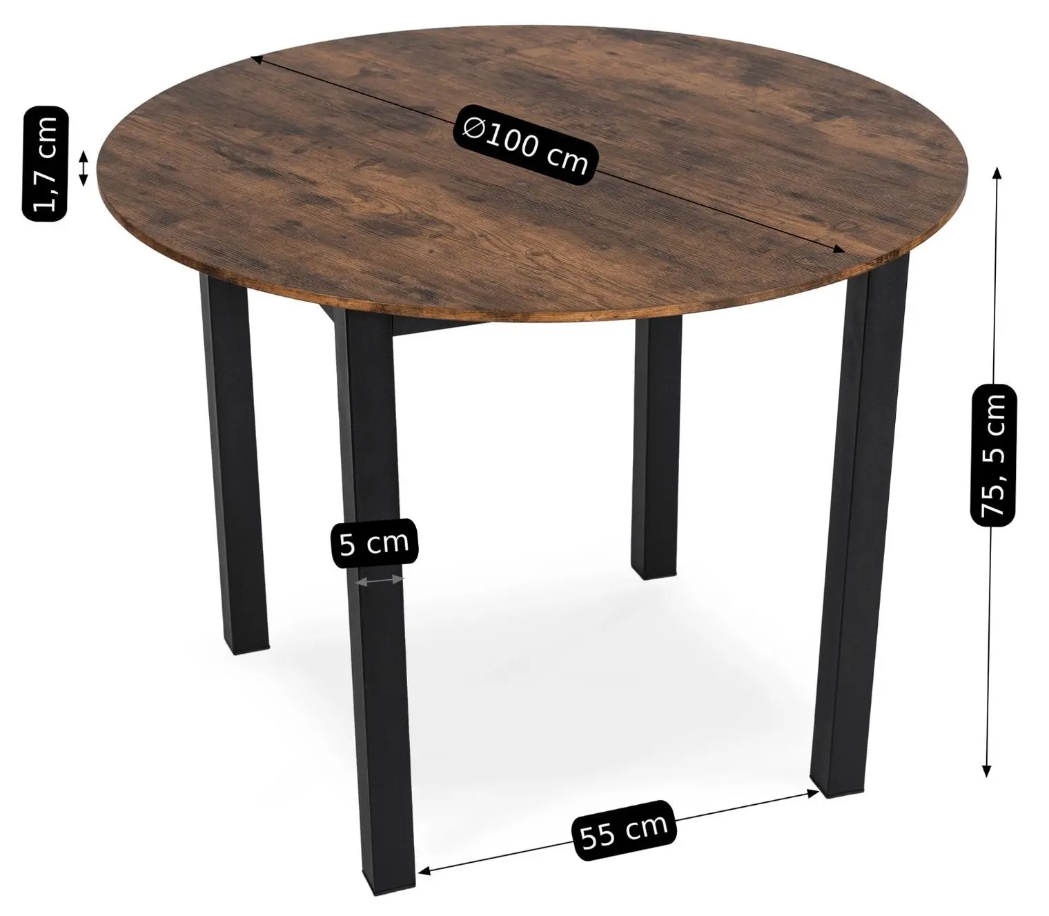 Masa Mebel Elite TEO 100 (Rustic Oak/Black)