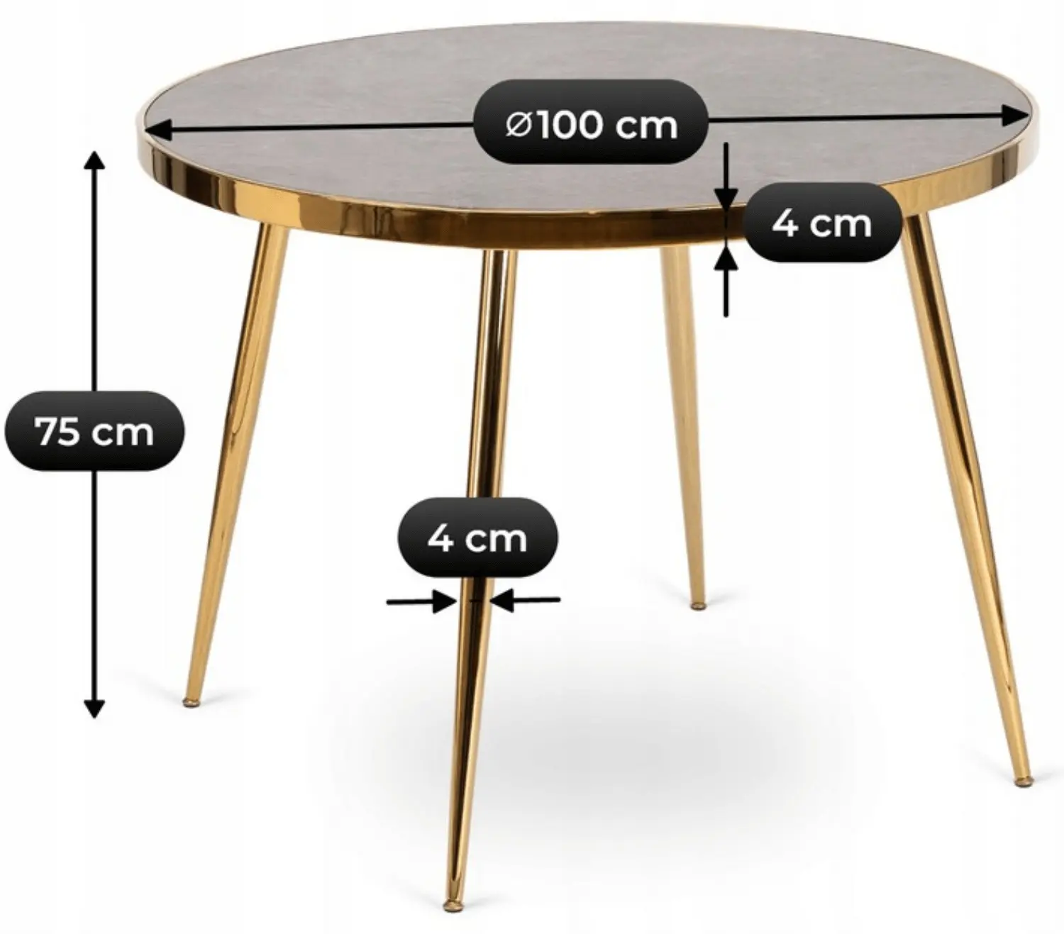 Masa Mebel Elite Tinga 100 (Grey Marble/Gold)