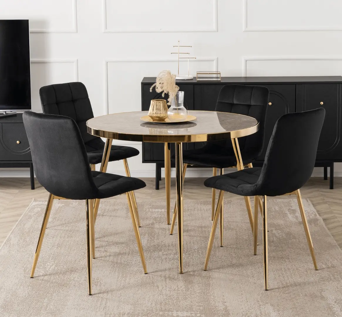 Masa Mebel Elite Tinga 100 (Grey Marble/Gold)