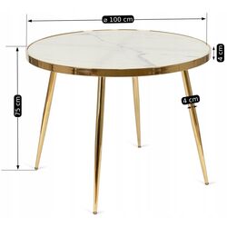Стол Mebel Elite Tinga 100 (White Marble/Golden) Thumb