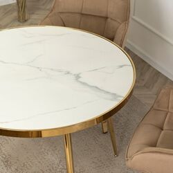 Стол Mebel Elite Tinga 100 (White Marble/Golden) Thumb