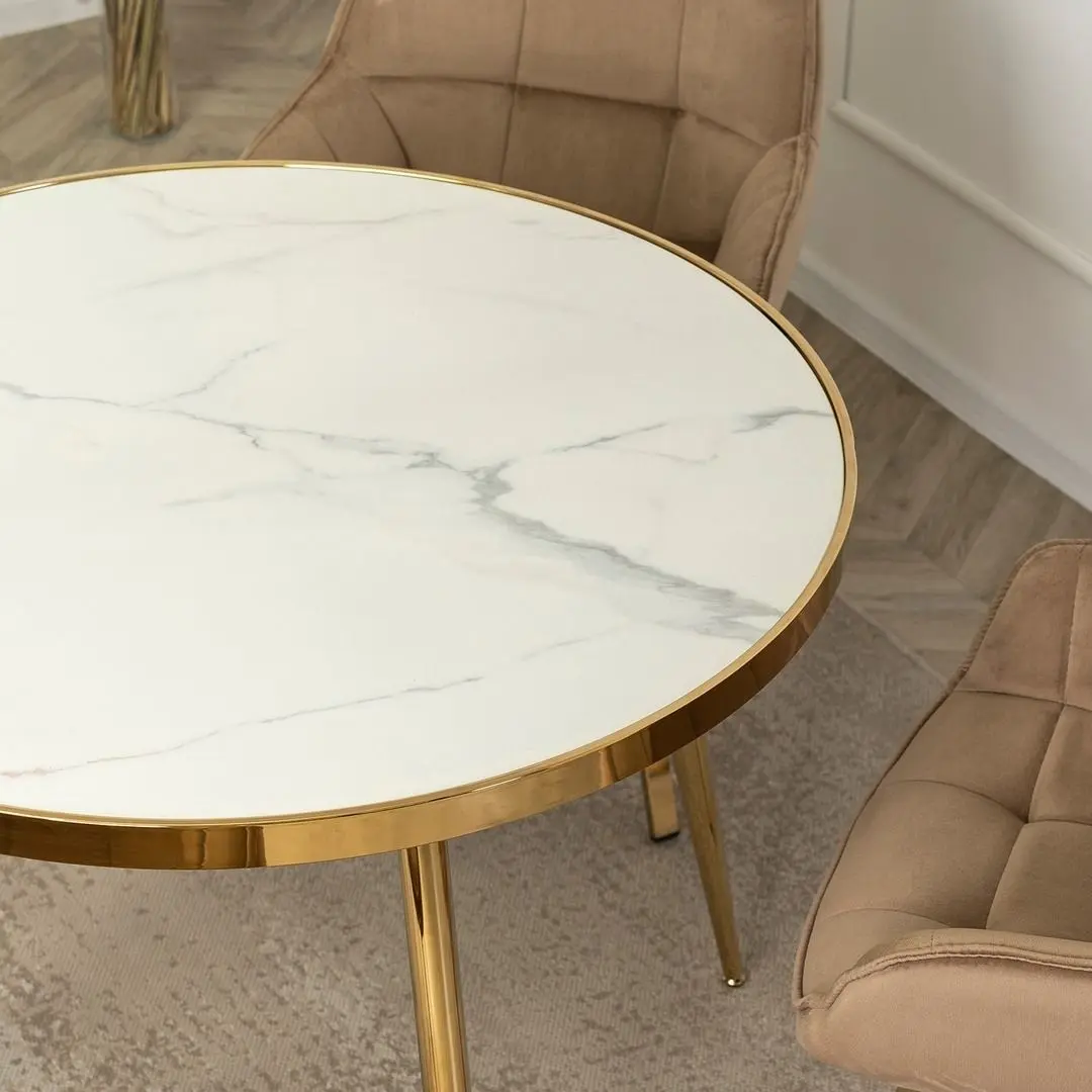 Стол Mebel Elite Tinga 100 (White Marble/Golden)