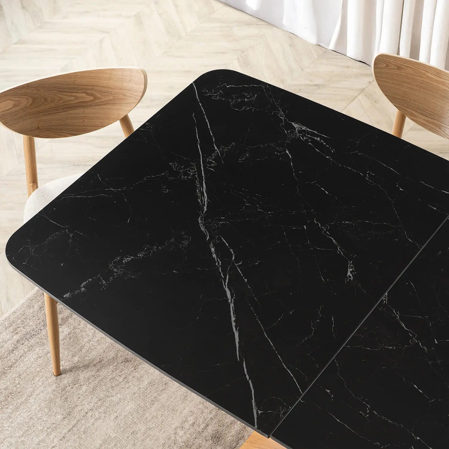 Masa extensibila Mebel Elite Alicante 160/200 (Black Marble/Oak)