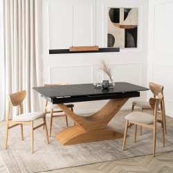 Masa extensibila Mebel Elite Alicante 160/200 (Black Marble/Oak) Thumb