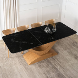 Masa extensibila Mebel Elite Alicante 160/200 (Black Marble/Oak) Thumb