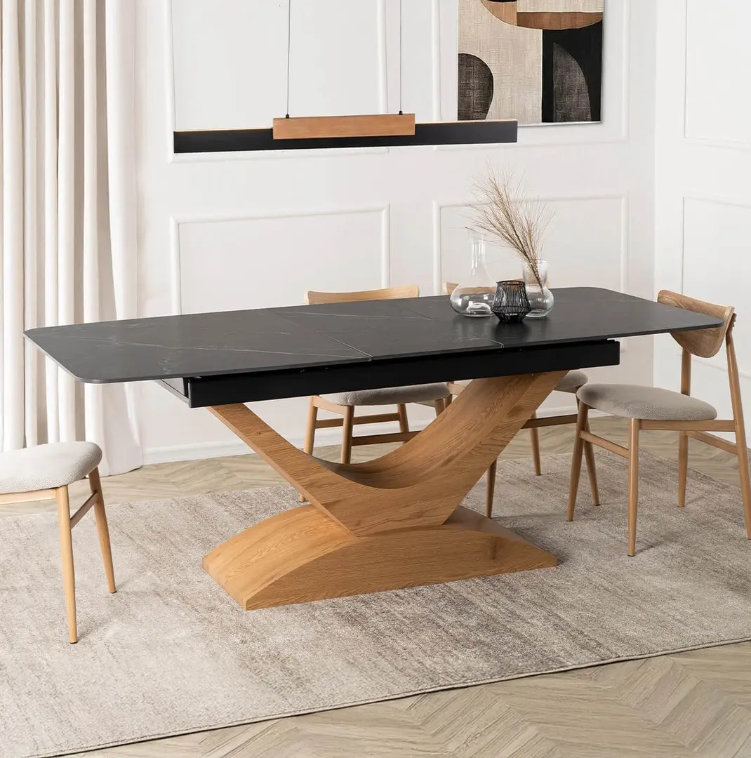 Masa extensibila Mebel Elite Alicante 160/200 (Black Marble/Oak)