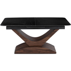Стол раскладной Mebel Elite Alicante 160/200 (Black Marble/Walnut) Thumb