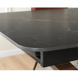 Стол раскладной Mebel Elite Alicante 160/200 (Black Marble/Walnut) Thumb