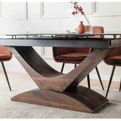 Стол раскладной Mebel Elite Alicante 160/200 (Black Marble/Walnut) Thumb