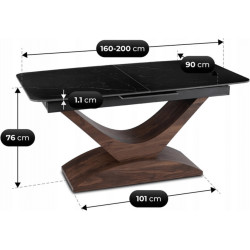 Стол раскладной Mebel Elite Alicante 160/200 (Black Marble/Walnut) Thumb