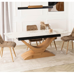 Стол раскладной Mebel Elite Alicante 160/200 (White Marble/Oak) Thumb