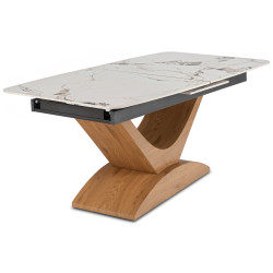 Стол раскладной Mebel Elite Alicante 160/200 (White Marble/Oak) Thumb