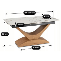 Стол раскладной Mebel Elite Alicante 160/200 (White Marble/Oak) Thumb