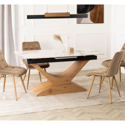 Стол раскладной Mebel Elite Alicante 160/200 (White Marble/Oak) Thumb