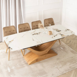 Стол раскладной Mebel Elite Alicante 160/200 (White Marble/Oak) Thumb