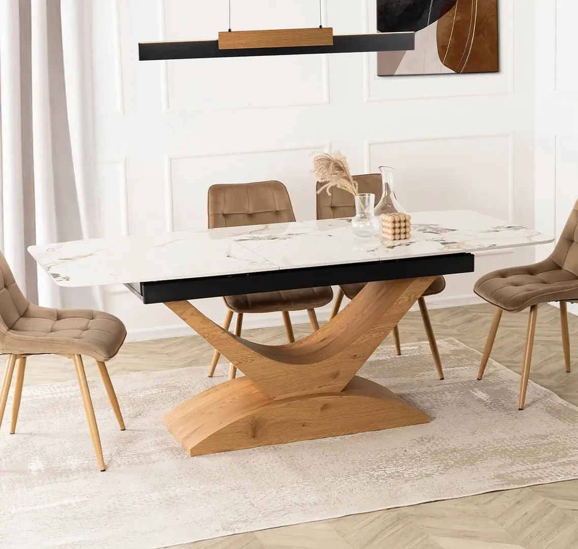 Стол раскладной Mebel Elite Alicante 160/200 (White Marble/Oak)