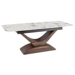 Стол раскладной Mebel Elite Alicante 160/200 (White Marble/Walnut) Thumb