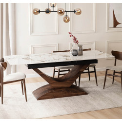 Стол раскладной Mebel Elite Alicante 160/200 (White Marble/Walnut)