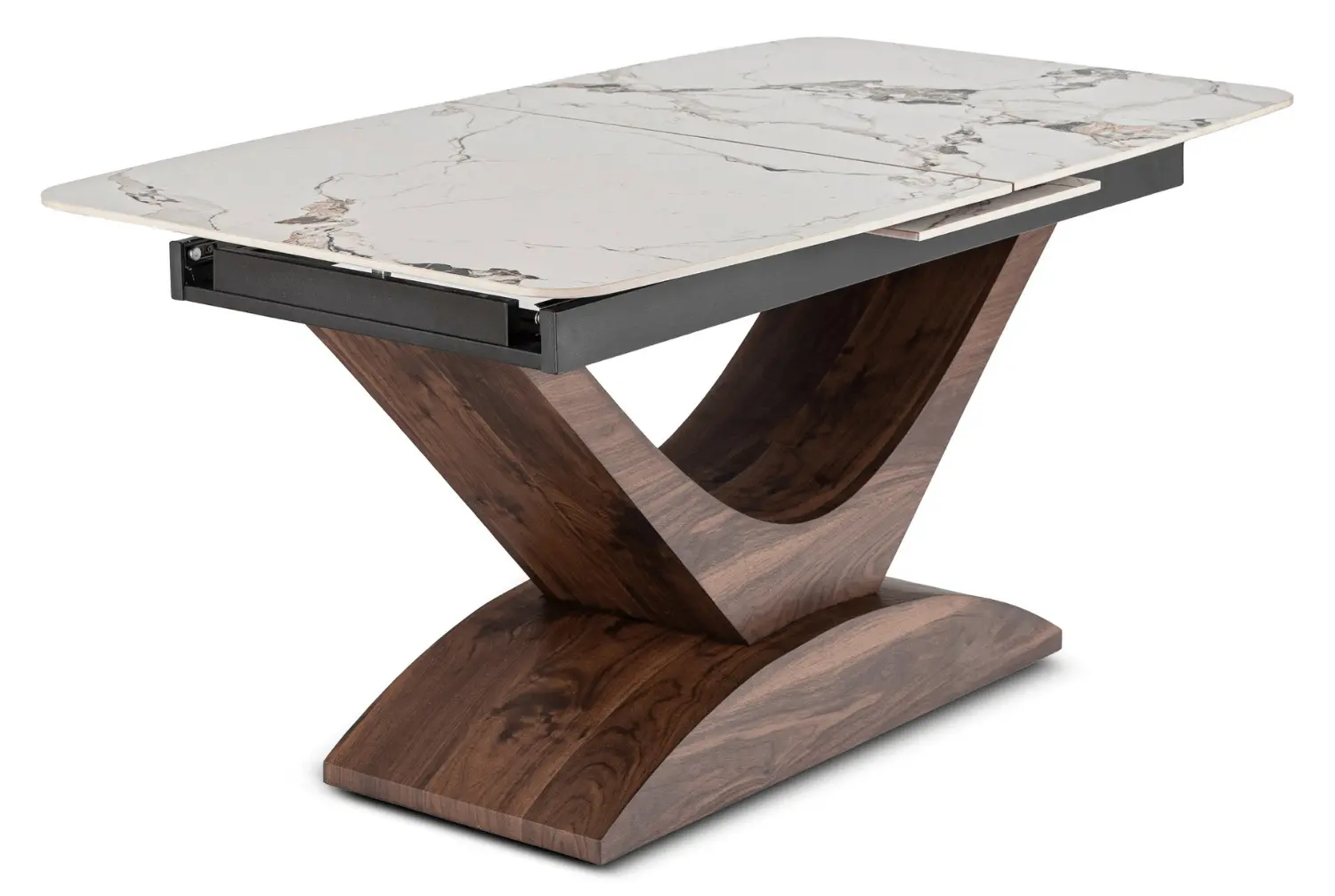 Стол раскладной Mebel Elite Alicante 160/200 (White Marble/Walnut) - 5