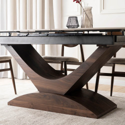 Стол раскладной Mebel Elite Alicante 160/200 (White Marble/Walnut) Thumb