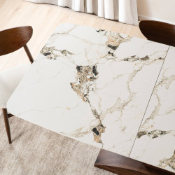 Стол раскладной Mebel Elite Alicante 160/200 (White Marble/Walnut) Thumb