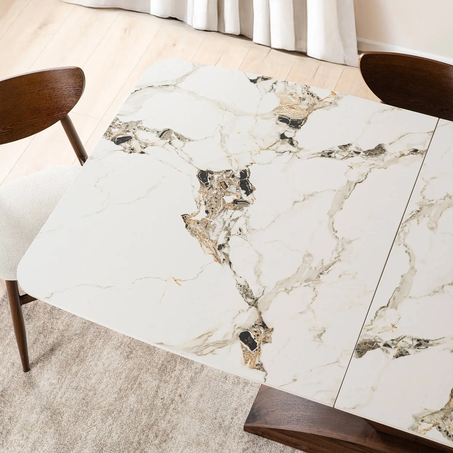 Стол раскладной Mebel Elite Alicante 160/200 (White Marble/Walnut) - 7