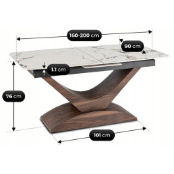 Стол раскладной Mebel Elite Alicante 160/200 (White Marble/Walnut) Thumb