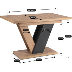 Стол раскладной Mebel Elite Clark 120/160 (Artisan Oak/Black) Thumb