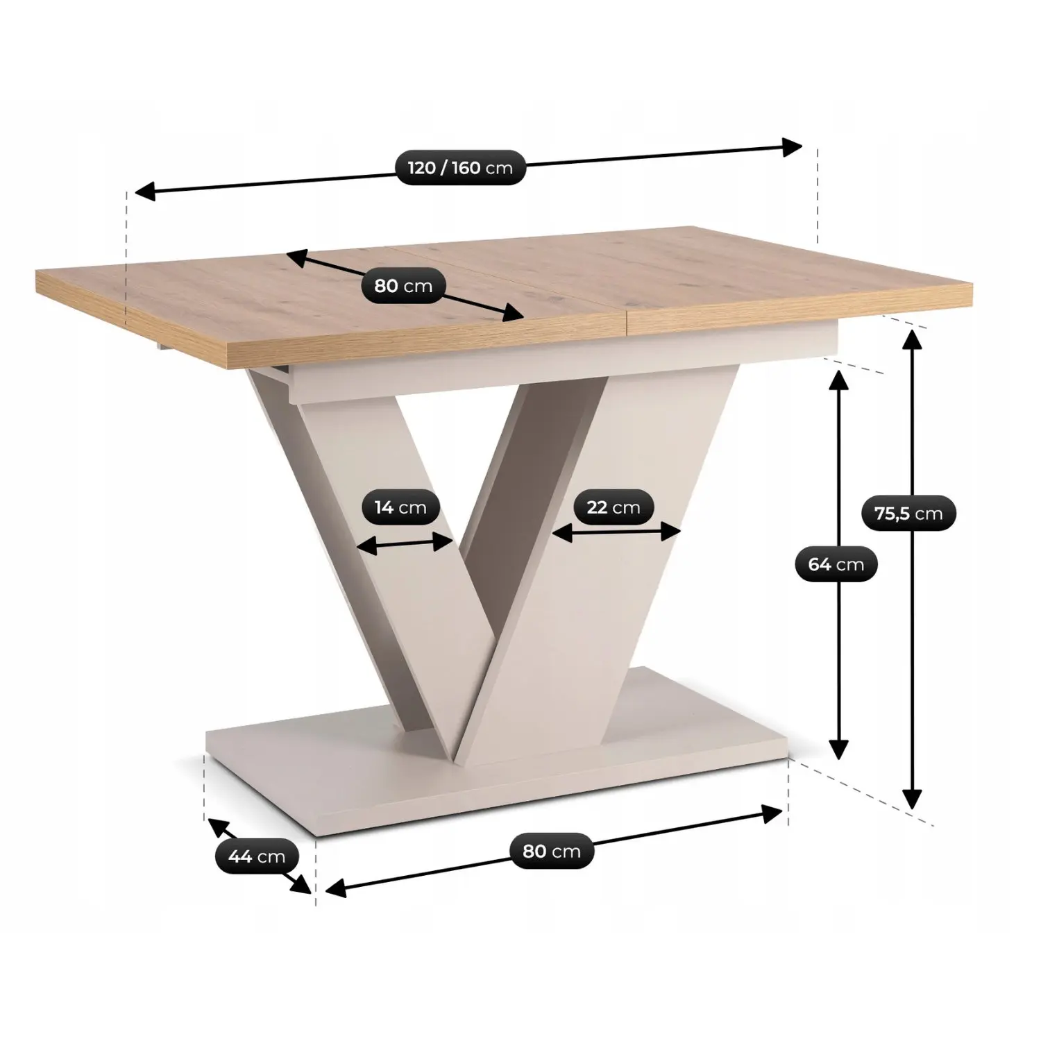 Стол раскладной Mebel Elite Clark 120-160 (Artisan Oak/Cashmere) - 10