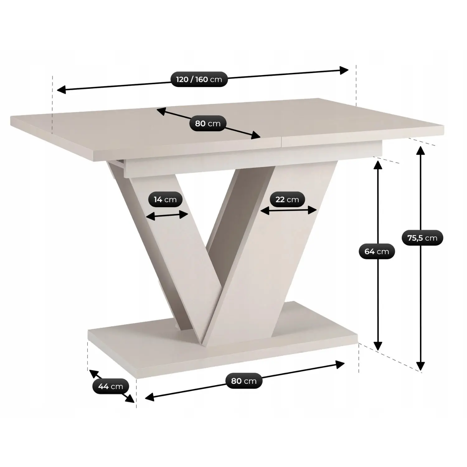 Стол раскладной Mebel Elite Clark 120-160 (Cashmere) - 10