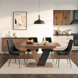 Стол раскладной Mebel Elite Clark 120-160 (Walnut/Black) Thumb