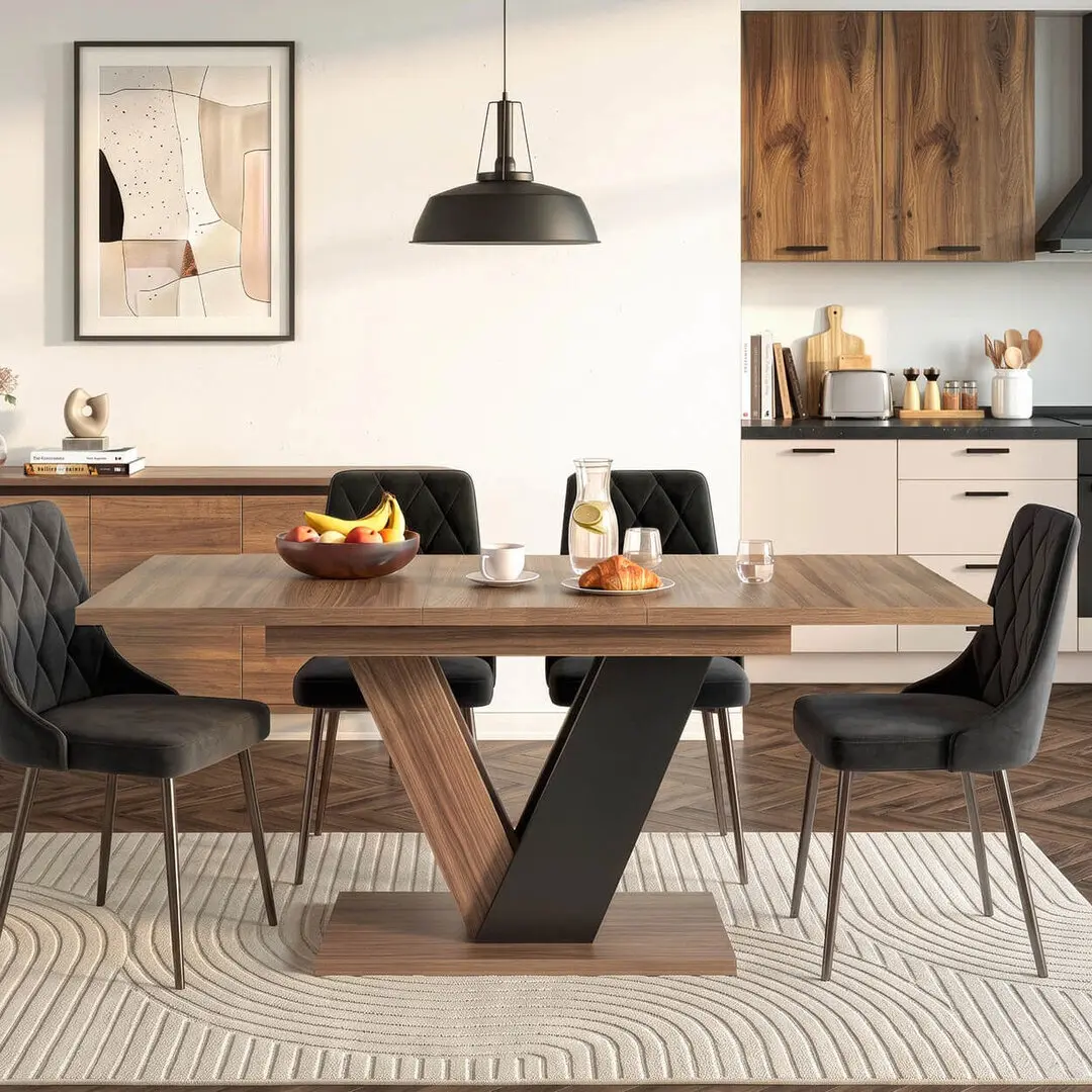 Стол раскладной Mebel Elite Clark 120-160 (Walnut/Black)