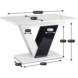 Стол раскладной Mebel Elite Clark 120/160 (White/Black) Thumb