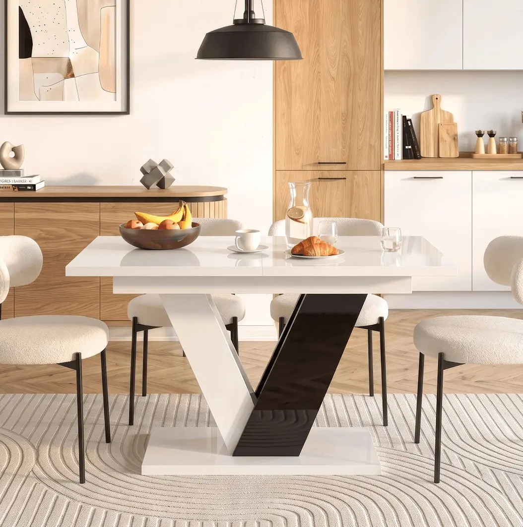 Стол раскладной Mebel Elite Clark 120/160 (White/Black)