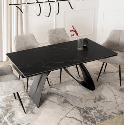 Стол раскладной Mebel Elite Devon 160/220 (Black Marble/Black)