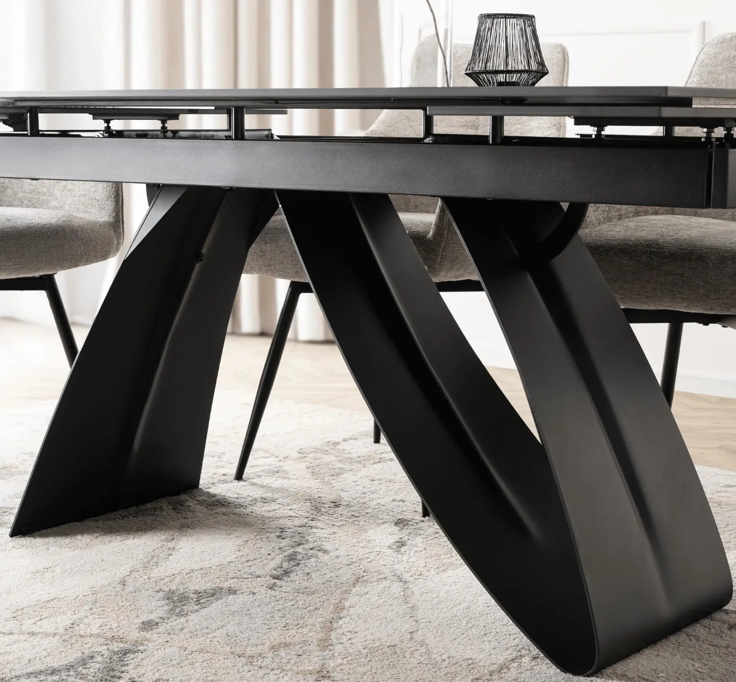 Стол раскладной Mebel Elite Devon 160/220 (Black Marble/Black) - 5