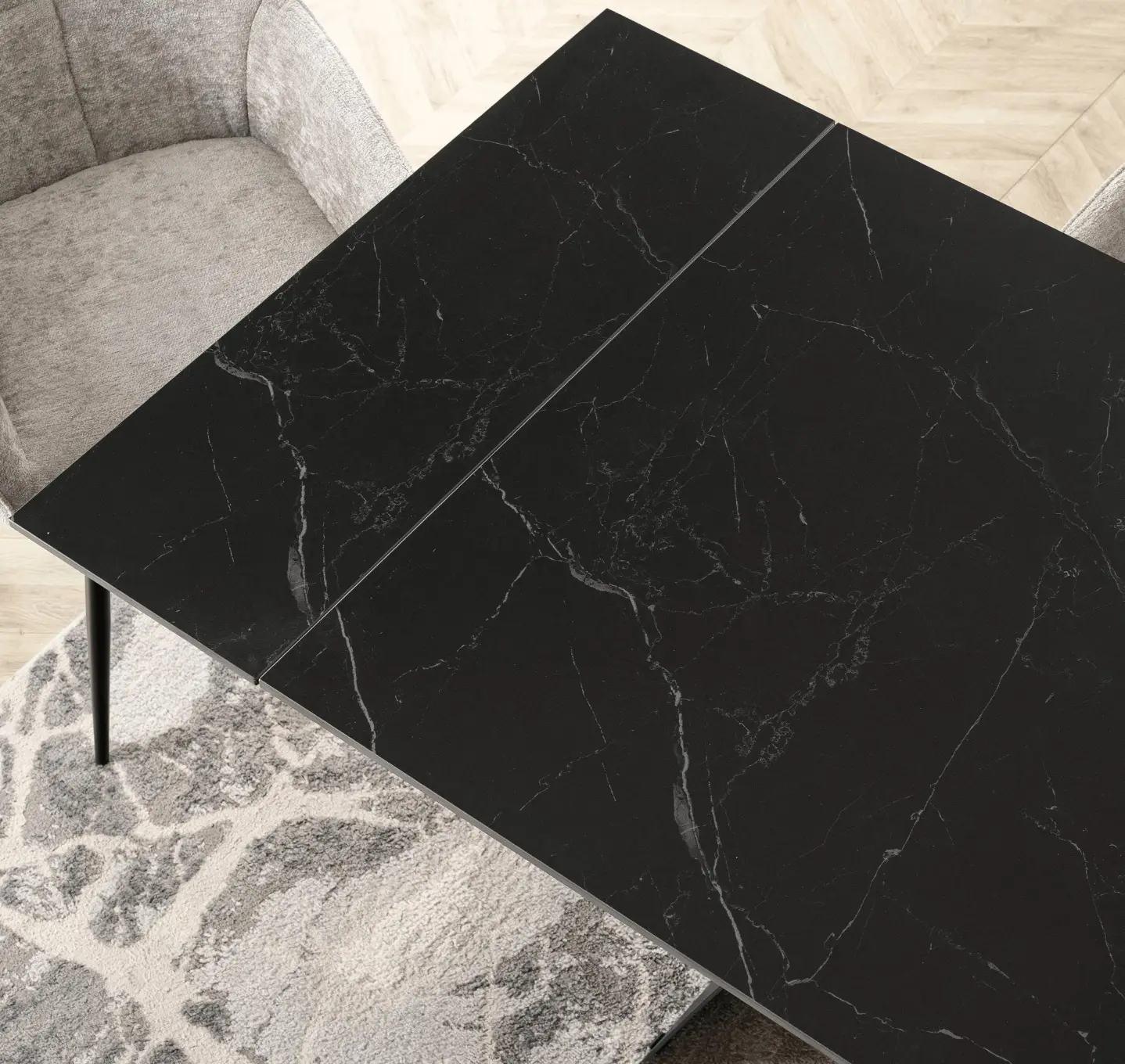 Стол раскладной Mebel Elite Devon 160/220 (Black Marble/Black) - 6
